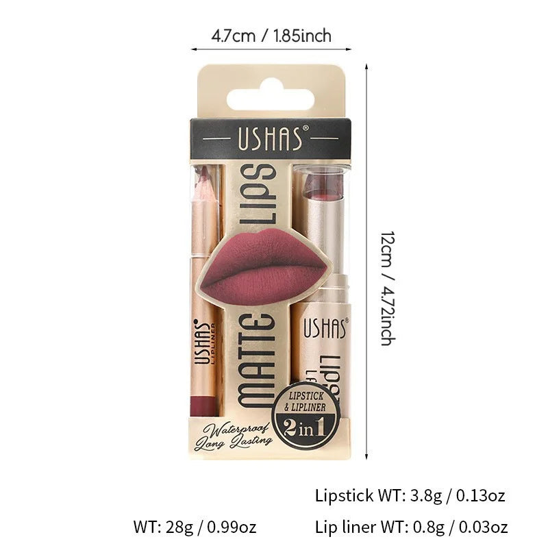 Rouge à Lèvres Mat Longue Tenue – Set de 12 Couleurs Ushas | Pigmentation Intense & Application Facile