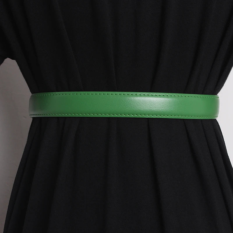 Ceinture Femme en Cuir Véritable – Boucle Dorée Élégante, Largeur 2,3 cm, Style Chic & Intemporel