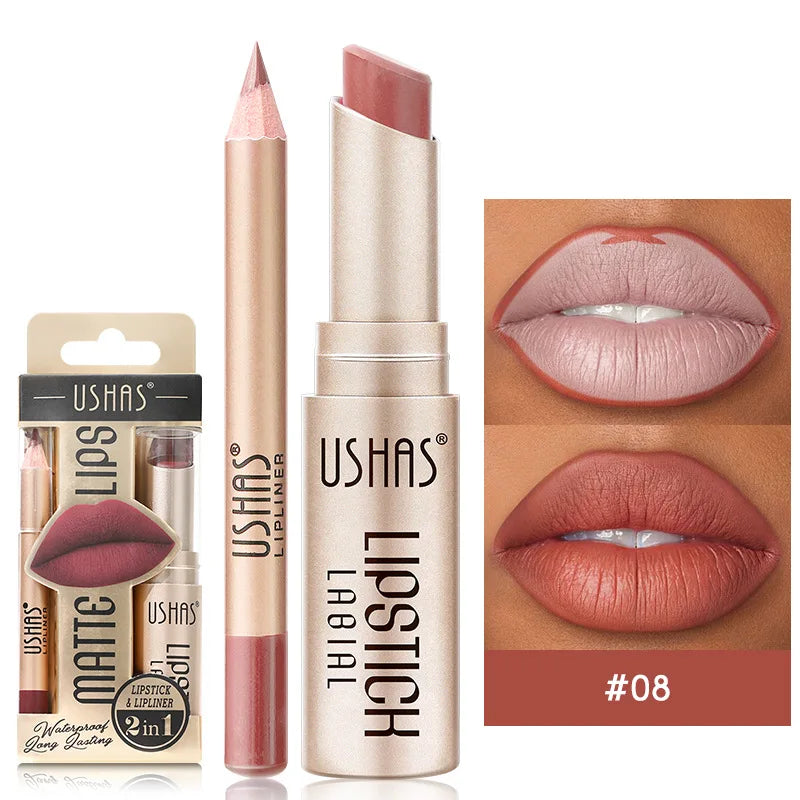 Rouge à Lèvres Mat Longue Tenue – Set de 12 Couleurs Ushas | Pigmentation Intense & Application Facile