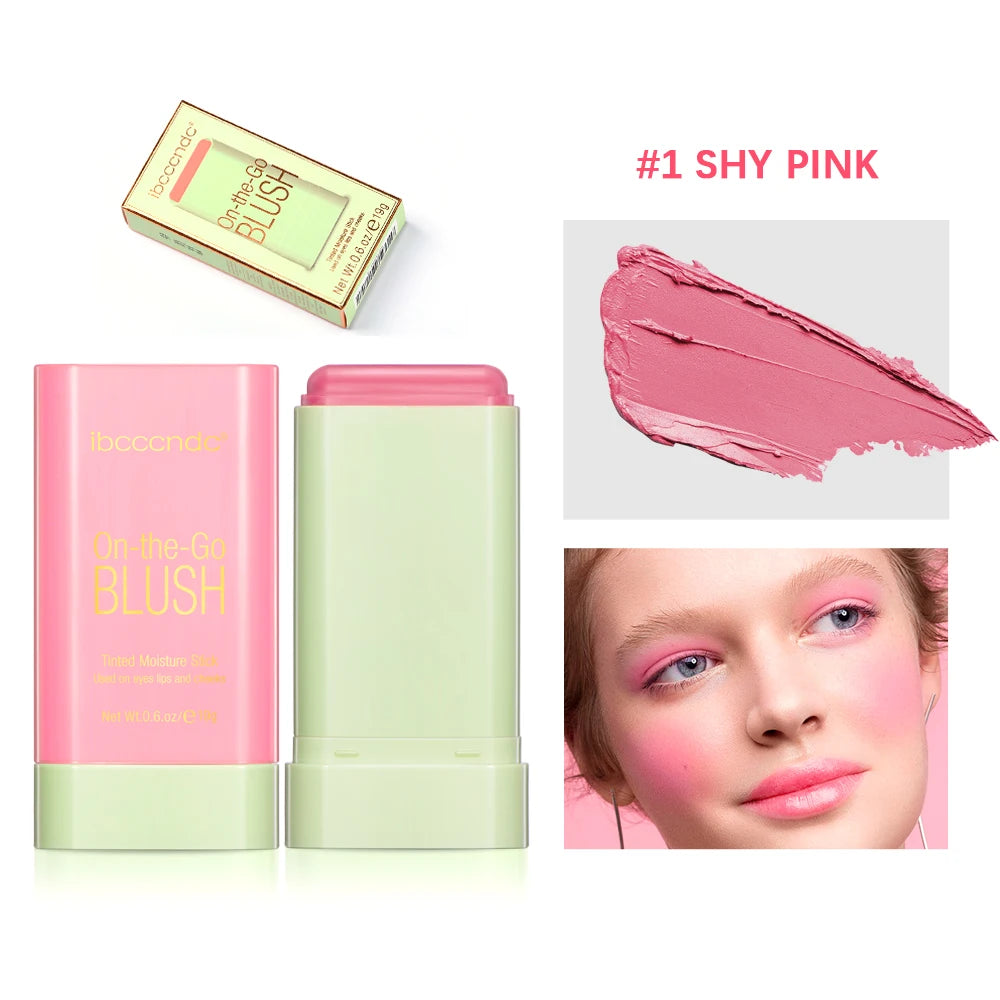 Blush Stick 3 Couleurs – Fard à Joues Crème Longue Tenue Multifonction (Lèvres, Joues & Paupières)