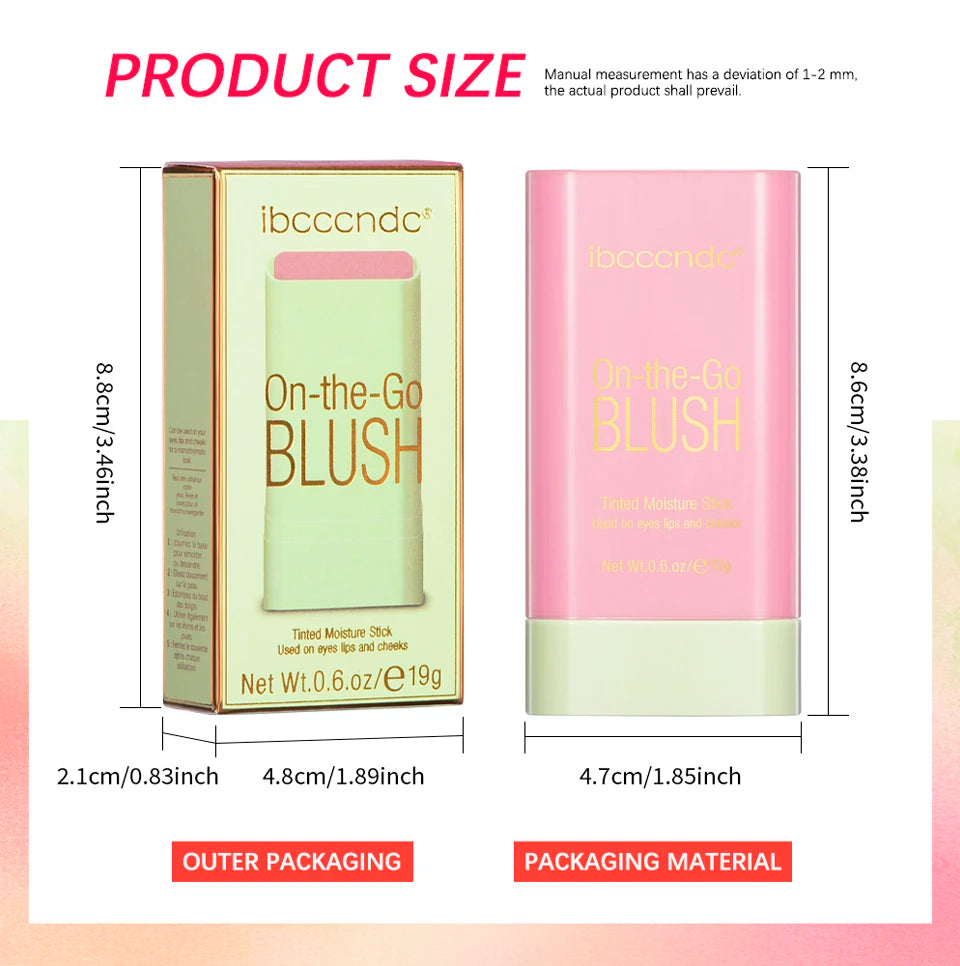 Blush Stick 3 Couleurs – Fard à Joues Crème Longue Tenue Multifonction (Lèvres, Joues & Paupières)