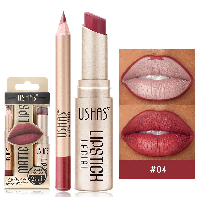 Rouge à Lèvres Mat Longue Tenue – Set de 12 Couleurs Ushas | Pigmentation Intense & Application Facile