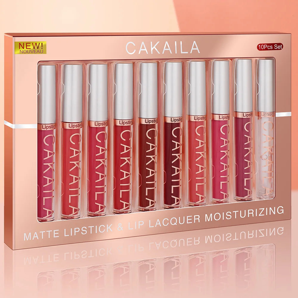 Set de 10 Rouges à Lèvres Liquides Mat & Brillant – Waterproof, Longue Tenue & Hydratants