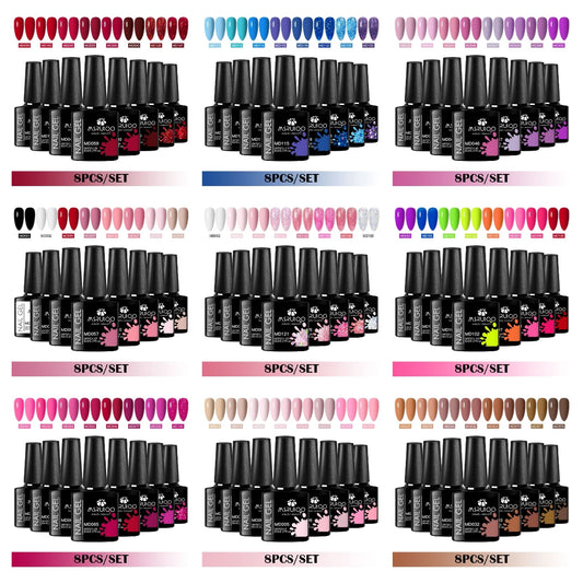 Coffret 8 Vernis Gel Semi-Permanents – MSRUIOO, Couleurs Classiques & Brillantes, Tenue 15 à 21 Jours, Compatible UV/LED