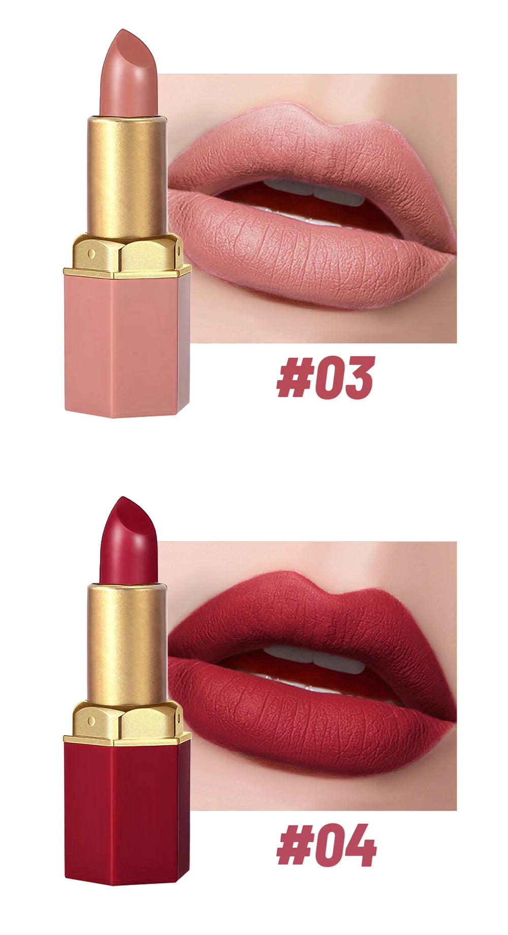 Coffret 6 Rouges à Lèvres Mat Velours – Longue Tenue & Couleurs Intenses