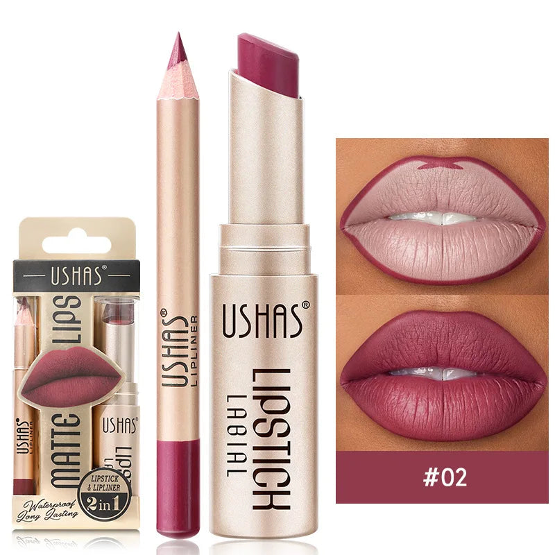 Rouge à Lèvres Mat Longue Tenue – Set de 12 Couleurs Ushas | Pigmentation Intense & Application Facile