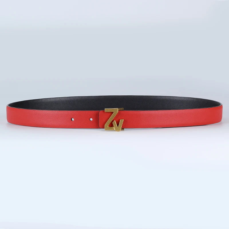 Ceinture Femme Cuir Véritable 2,5 cm – Design Élégant avec Boucle Dorée ZV, Accessoire Mode Chic