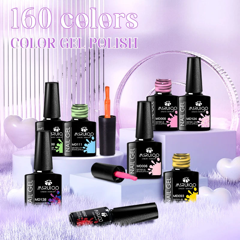 Coffret 8 Vernis Gel Semi-Permanents – MSRUIOO, Couleurs Classiques & Brillantes, Tenue 15 à 21 Jours, Compatible UV/LED