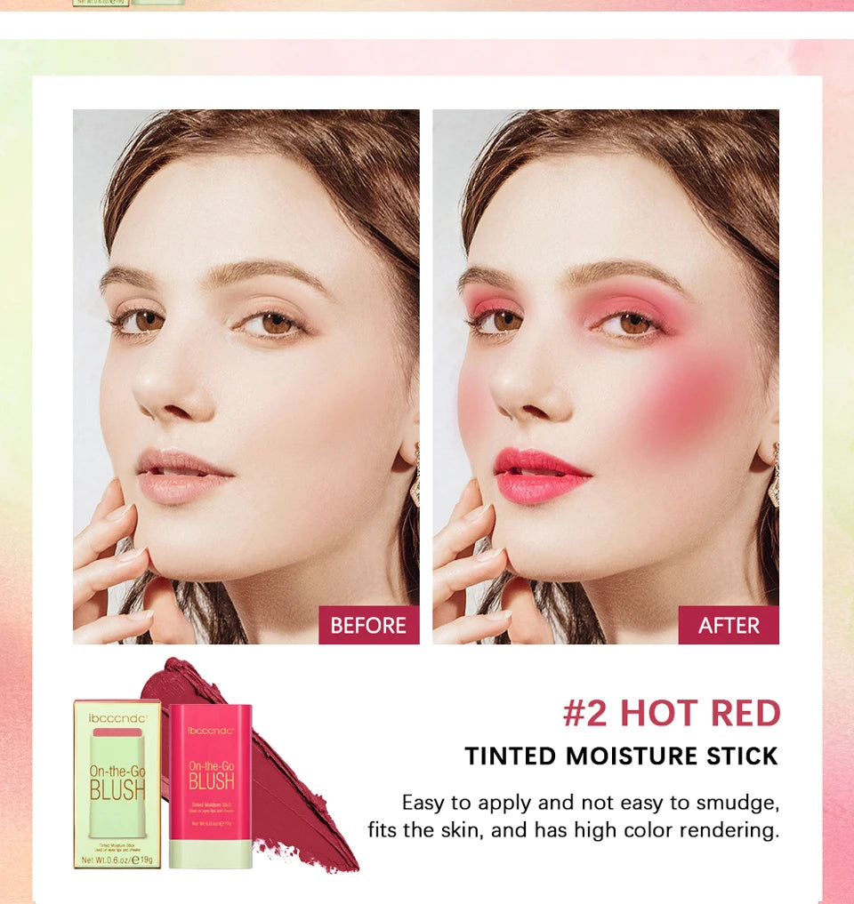 Blush Stick 3 Couleurs – Fard à Joues Crème Longue Tenue Multifonction (Lèvres, Joues & Paupières)