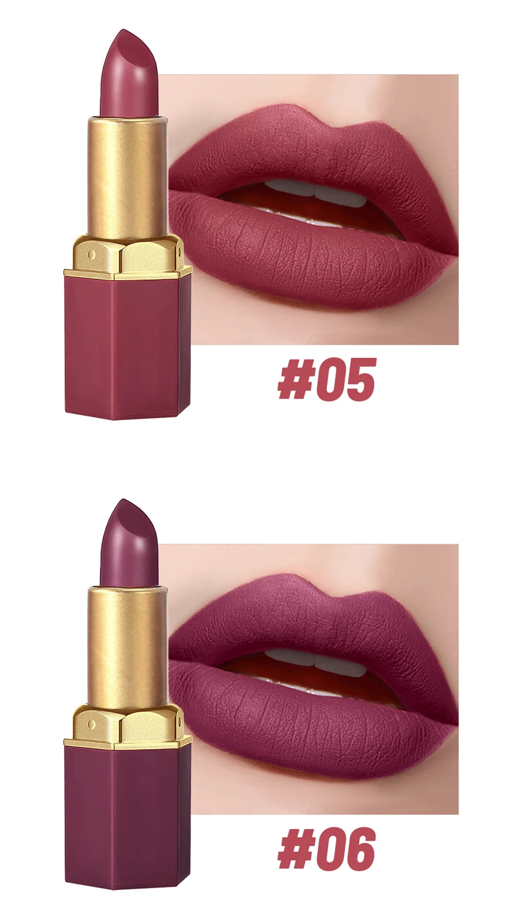 Coffret 6 Rouges à Lèvres Mat Velours – Longue Tenue & Couleurs Intenses
