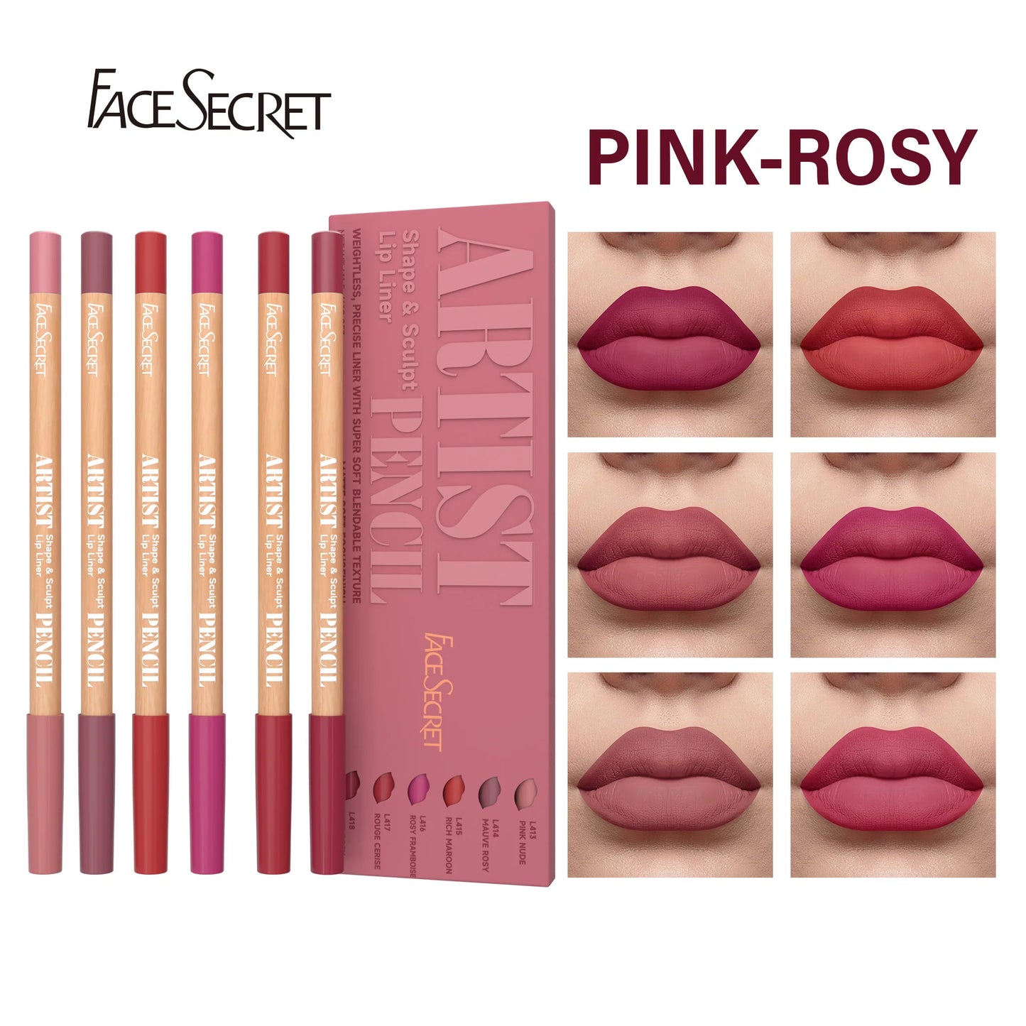 Set de 6 Crayons à Lèvres Nude – Longue Tenue & Waterproof – Contour et Remplissage