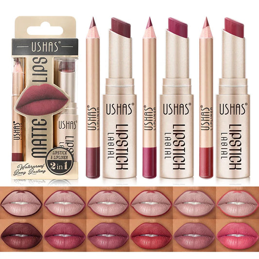 Rouge à Lèvres Mat Longue Tenue – Set de 12 Couleurs Ushas | Pigmentation Intense & Application Facile