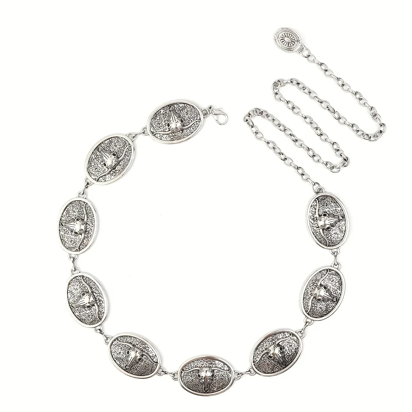 Ceinture Chaîne Métal Femme – Style Western Cowgirl | Concho Réglable Argent