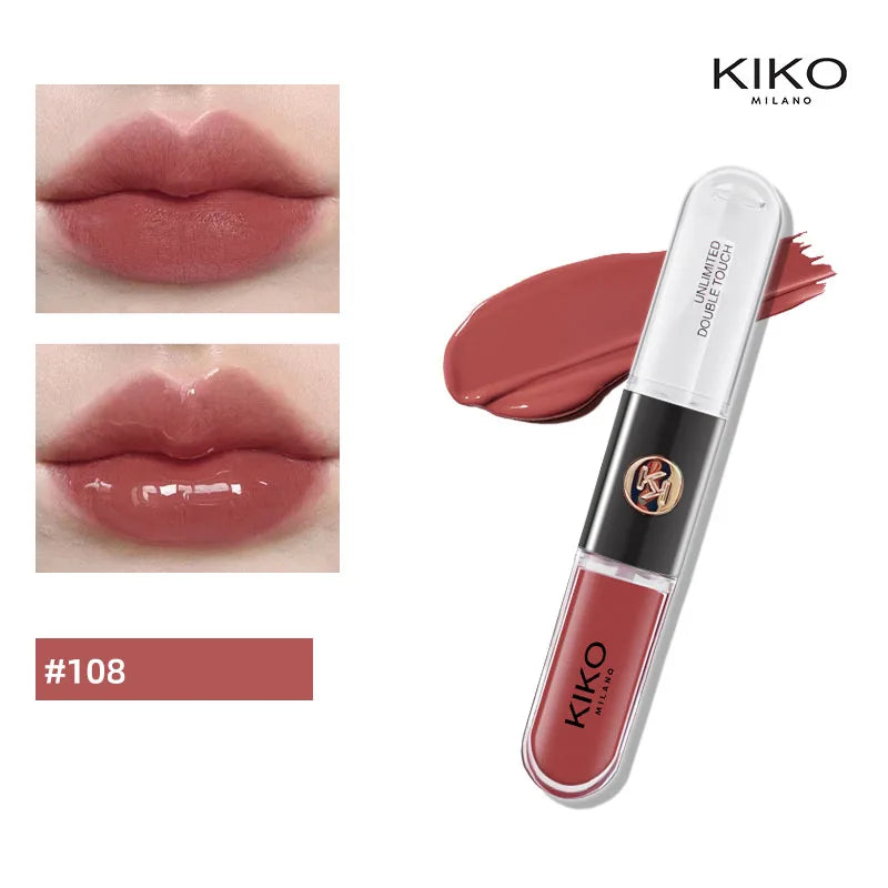 KIKO – Rouge à Lèvres Double Embout avec Miroir | Brillant & Hydratant, Longue Tenue
