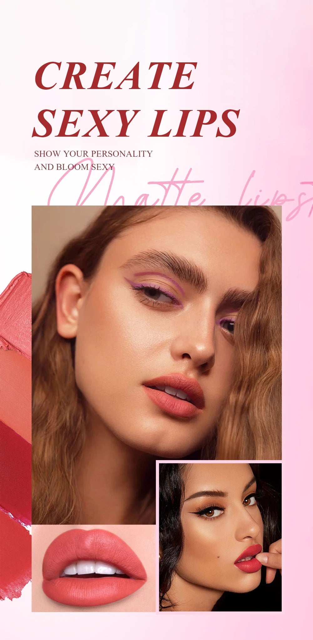 Coffret 6 Rouges à Lèvres Mat Velours – Longue Tenue & Couleurs Intenses