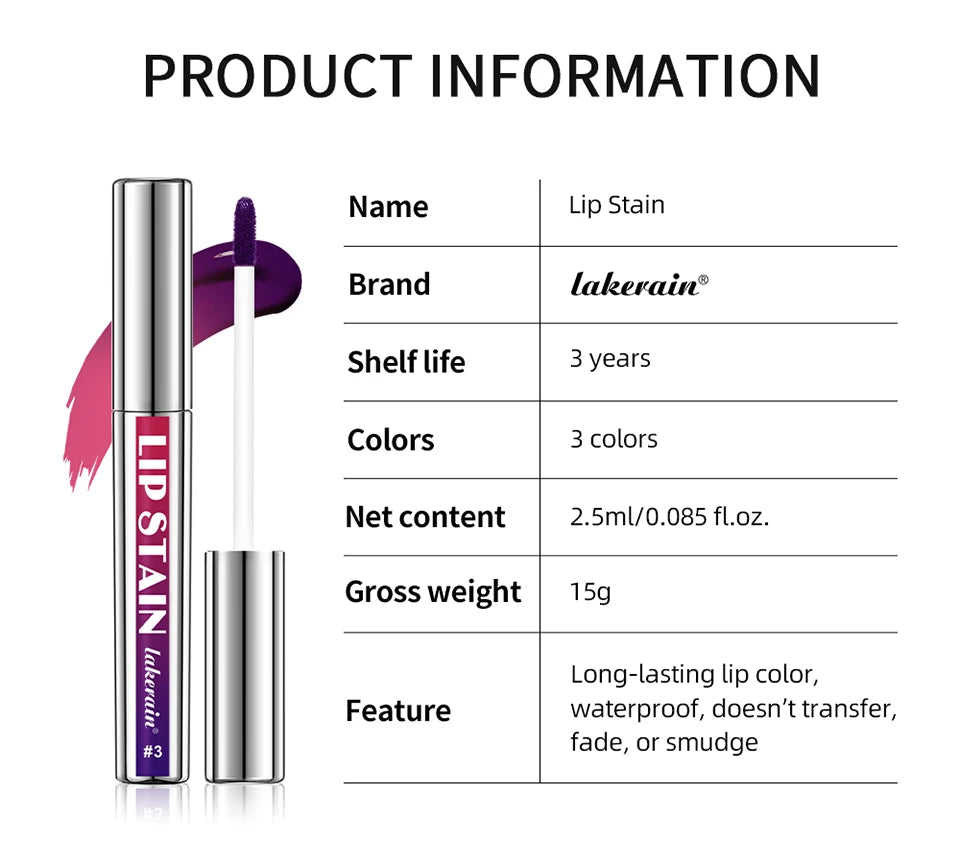 Rouge à lèvres liquide mat – encre longue durée, waterproof, anti-transfert, 3 couleurs