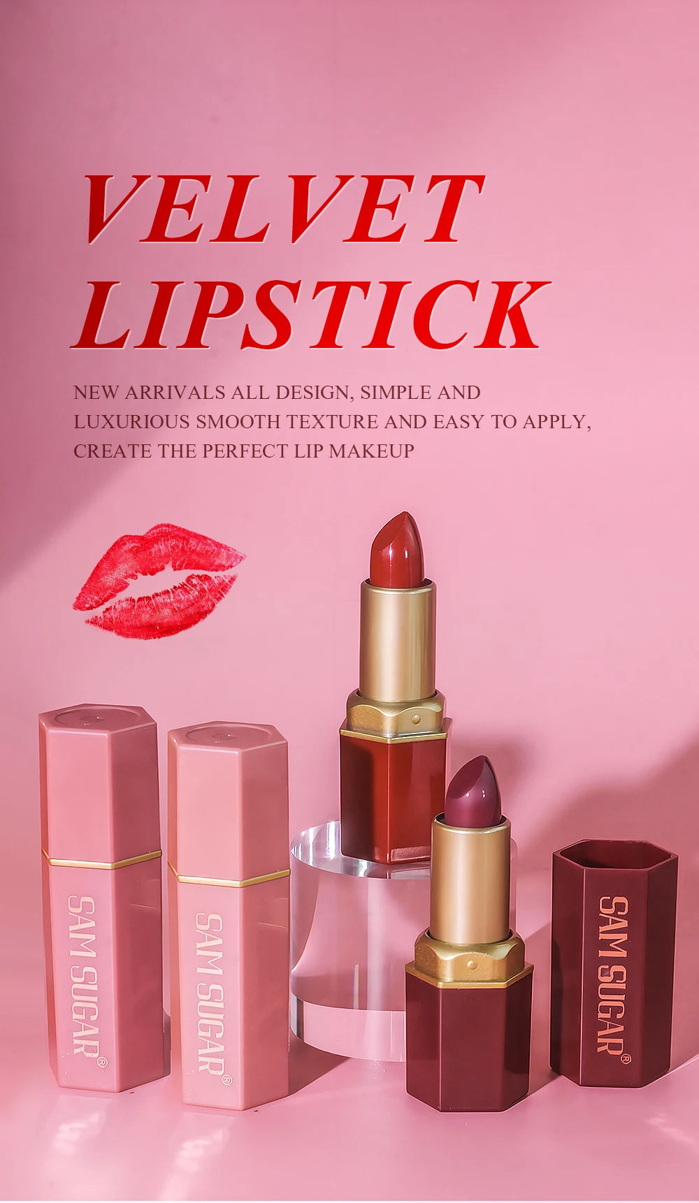 Coffret 6 Rouges à Lèvres Mat Velours – Longue Tenue & Couleurs Intenses