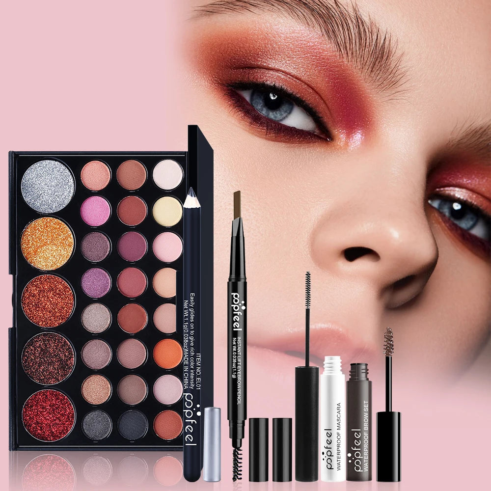 🎁 Coffret Maquillage Complet  All-in-One – Palette, Rouge à Lèvres, Fond de Teint & Accessoires