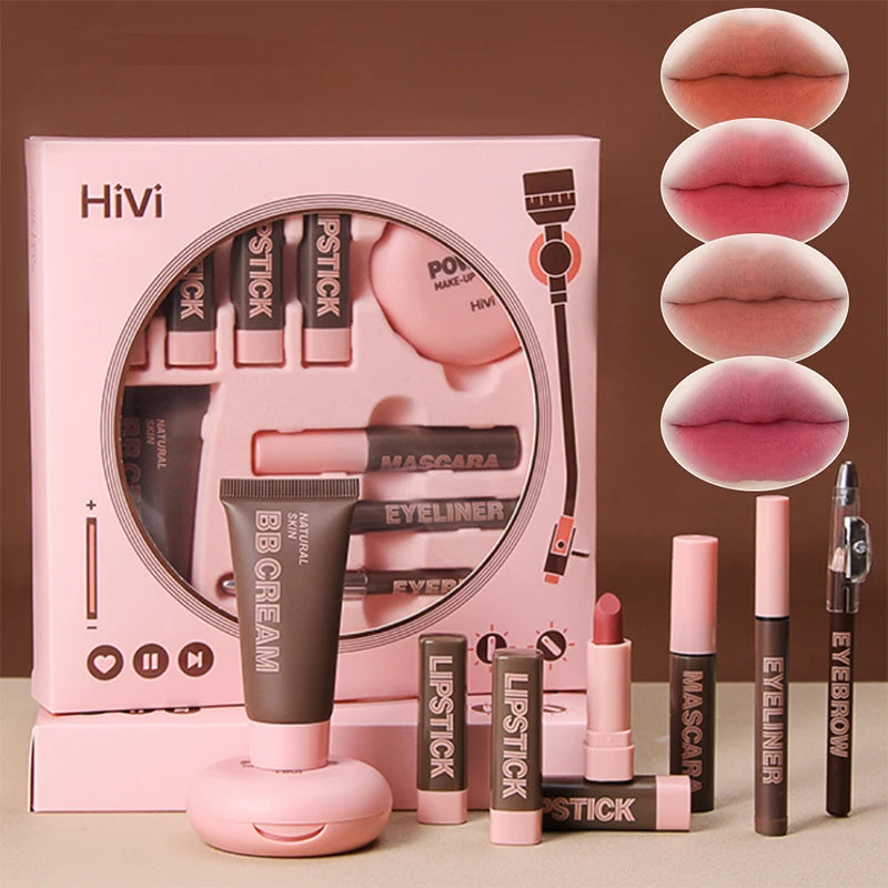 Coffret Maquillage Complet HiVi – Kit Beauté avec Poudre, BB Cream, Rouges à Lèvres, Mascara, Eyeliner & Accessoires