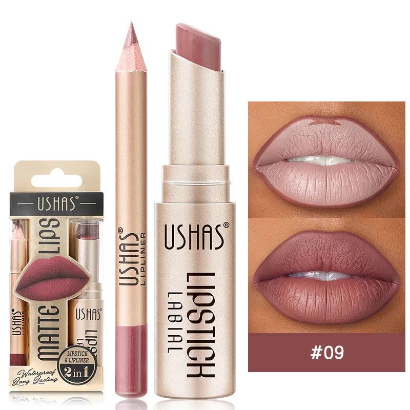 Rouge à Lèvres Mat Longue Tenue – Set de 12 Couleurs Ushas | Pigmentation Intense & Application Facile