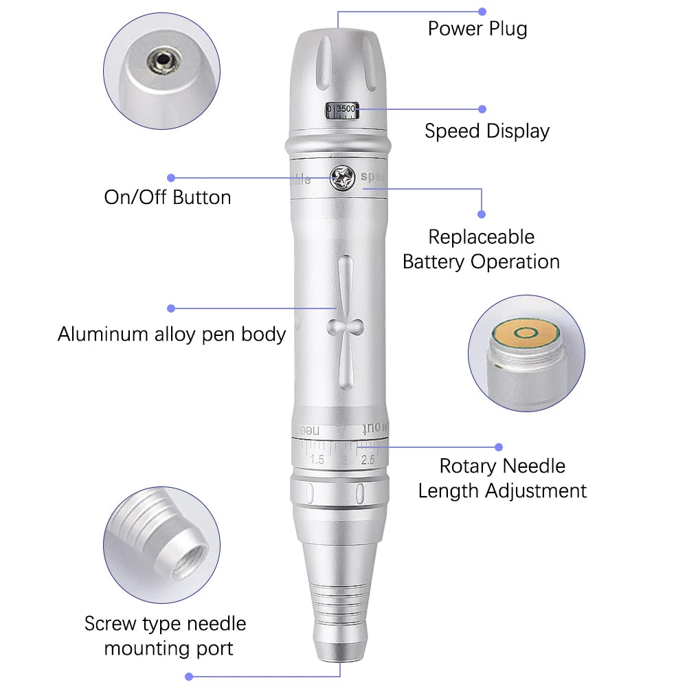 Machine PMU Sans Fil – Stylo Rotatif Professionnel pour Maquillage Permanent, Microblading Sourcils, Eyeliner & Lèvres