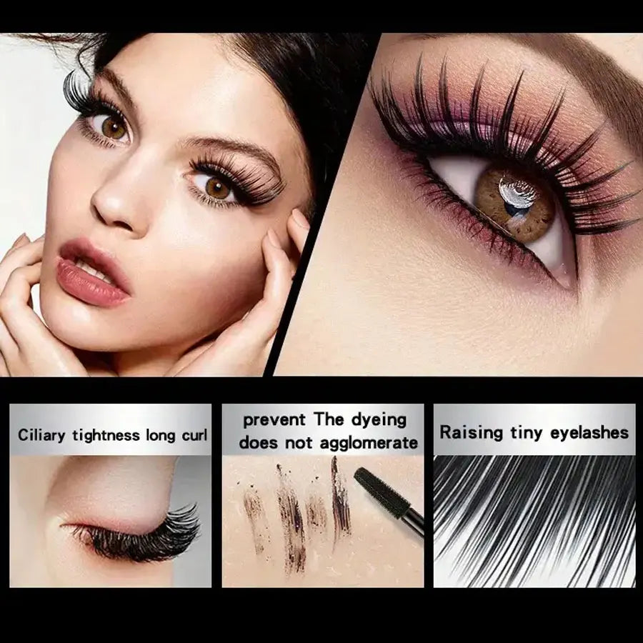 Mascara Étanche 4D – Longue Tenue, Volume & Courbure Intense, Résistant aux Bavures