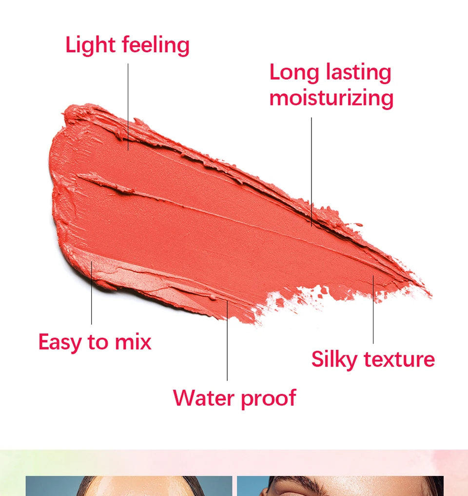 Blush Stick 3 Couleurs – Fard à Joues Crème Longue Tenue Multifonction (Lèvres, Joues & Paupières)