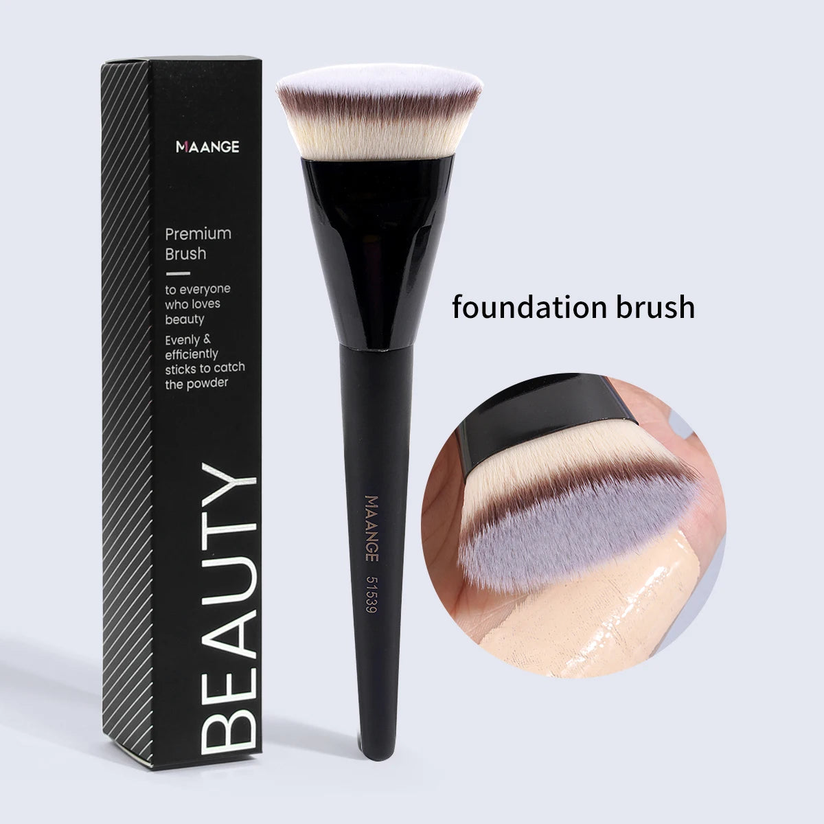 Pinceau Kabuki Plat MAANGE – Brosse Fond de Teint Liquide & Crème, Fibres Ultra-Douces, Application Parfaite