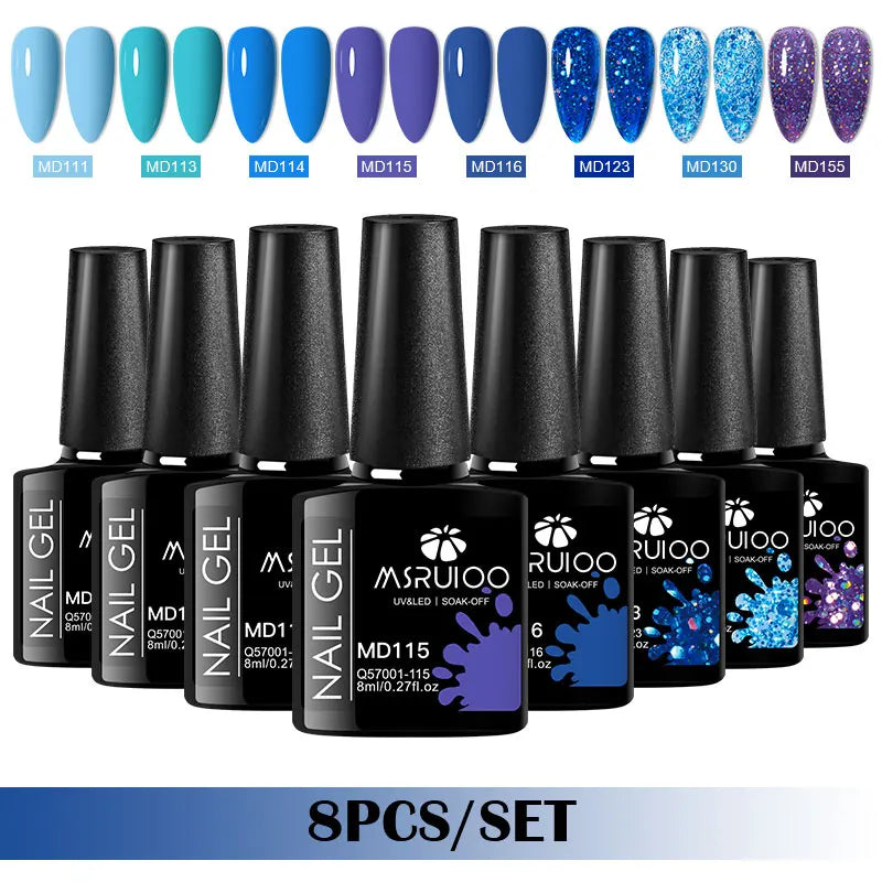 Coffret 8 Vernis Gel Semi-Permanents – MSRUIOO, Couleurs Classiques & Brillantes, Tenue 15 à 21 Jours, Compatible UV/LED