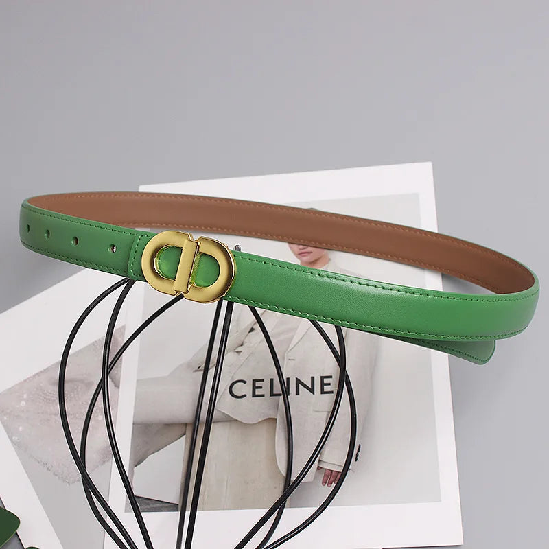 Ceinture Femme en Cuir Véritable – Boucle Dorée Élégante, Largeur 2,3 cm, Style Chic & Intemporel