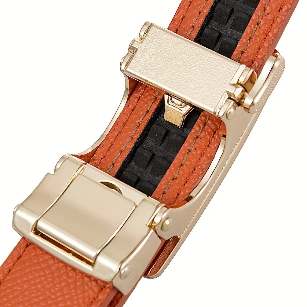 Ceinture Femme en Microfibre – Boucle Automatique Élégante | Style Décontracté & Chic