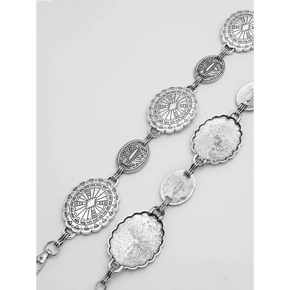 Ceinture Chaîne Métal Femme – Style Western Cowgirl | Concho Réglable Argent