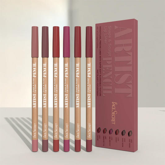 Set de 6 Crayons à Lèvres Nude – Longue Tenue & Waterproof – Contour et Remplissage