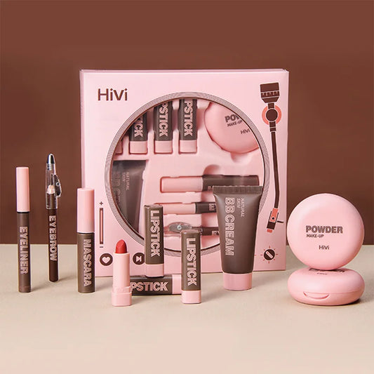 Coffret Maquillage Complet HiVi – Kit Beauté avec Poudre, BB Cream, Rouges à Lèvres, Mascara, Eyeliner & Accessoires