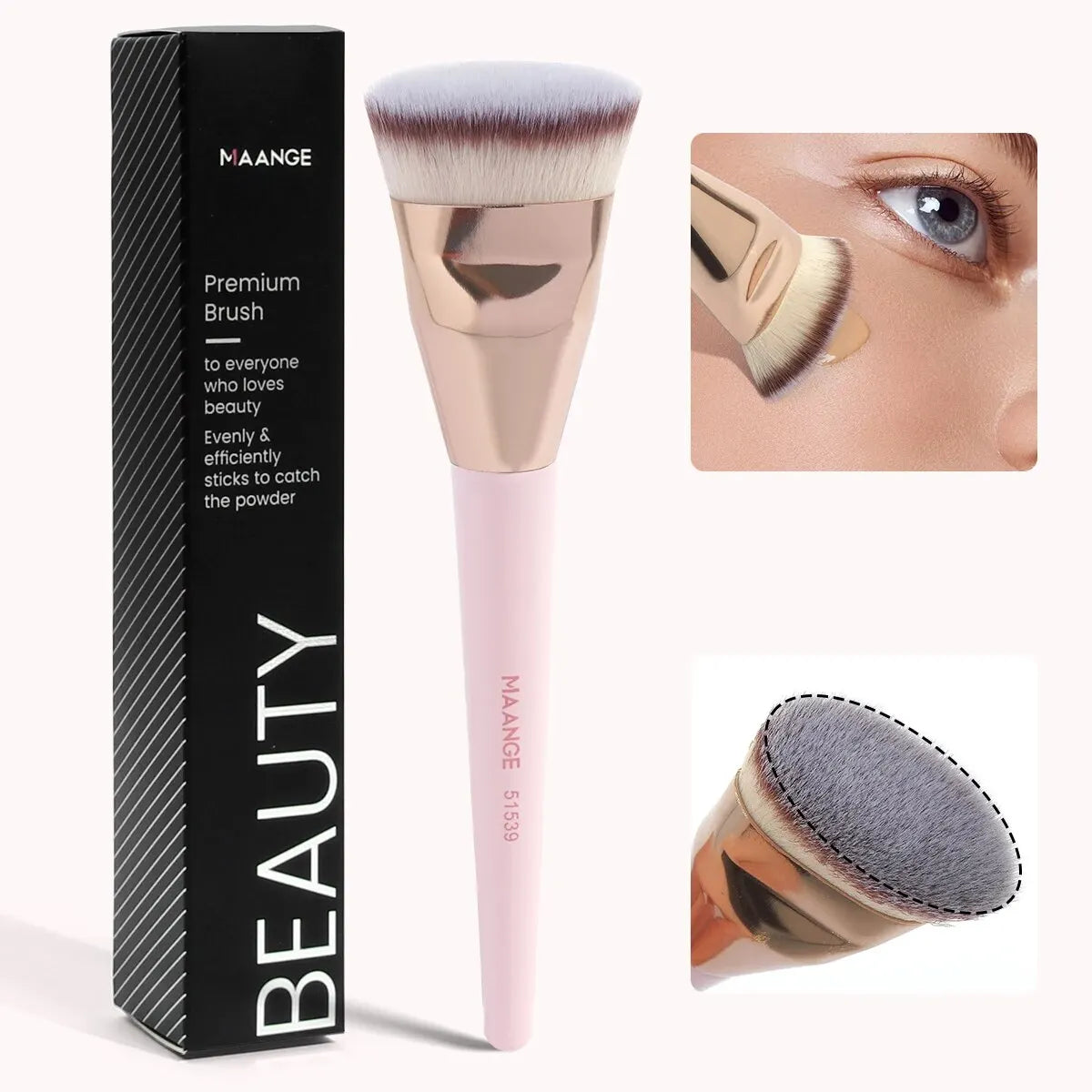 Pinceau Kabuki Plat MAANGE – Brosse Fond de Teint Liquide & Crème, Fibres Ultra-Douces, Application Parfaite