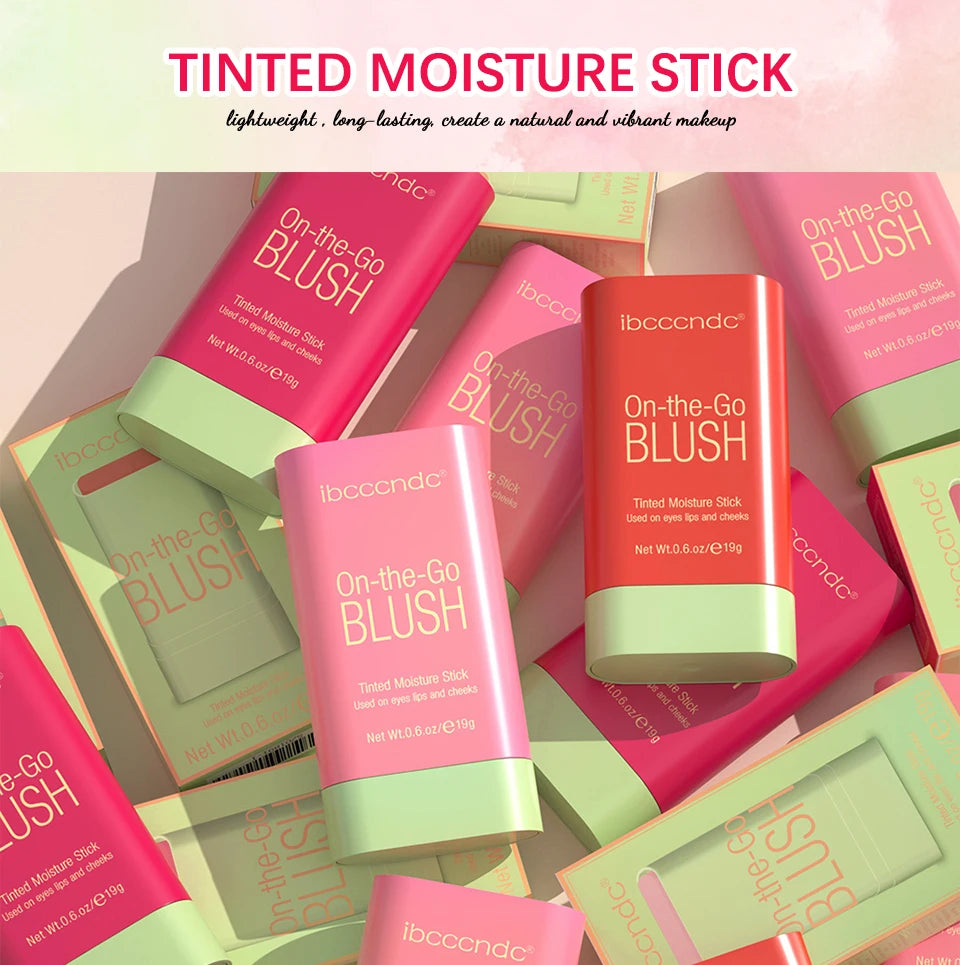 Blush Stick 3 Couleurs – Fard à Joues Crème Longue Tenue Multifonction (Lèvres, Joues & Paupières)