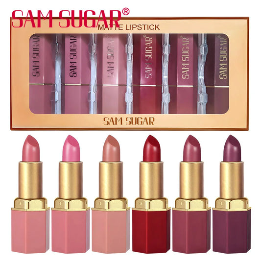 Coffret 6 Rouges à Lèvres Mat Velours – Longue Tenue & Couleurs Intenses