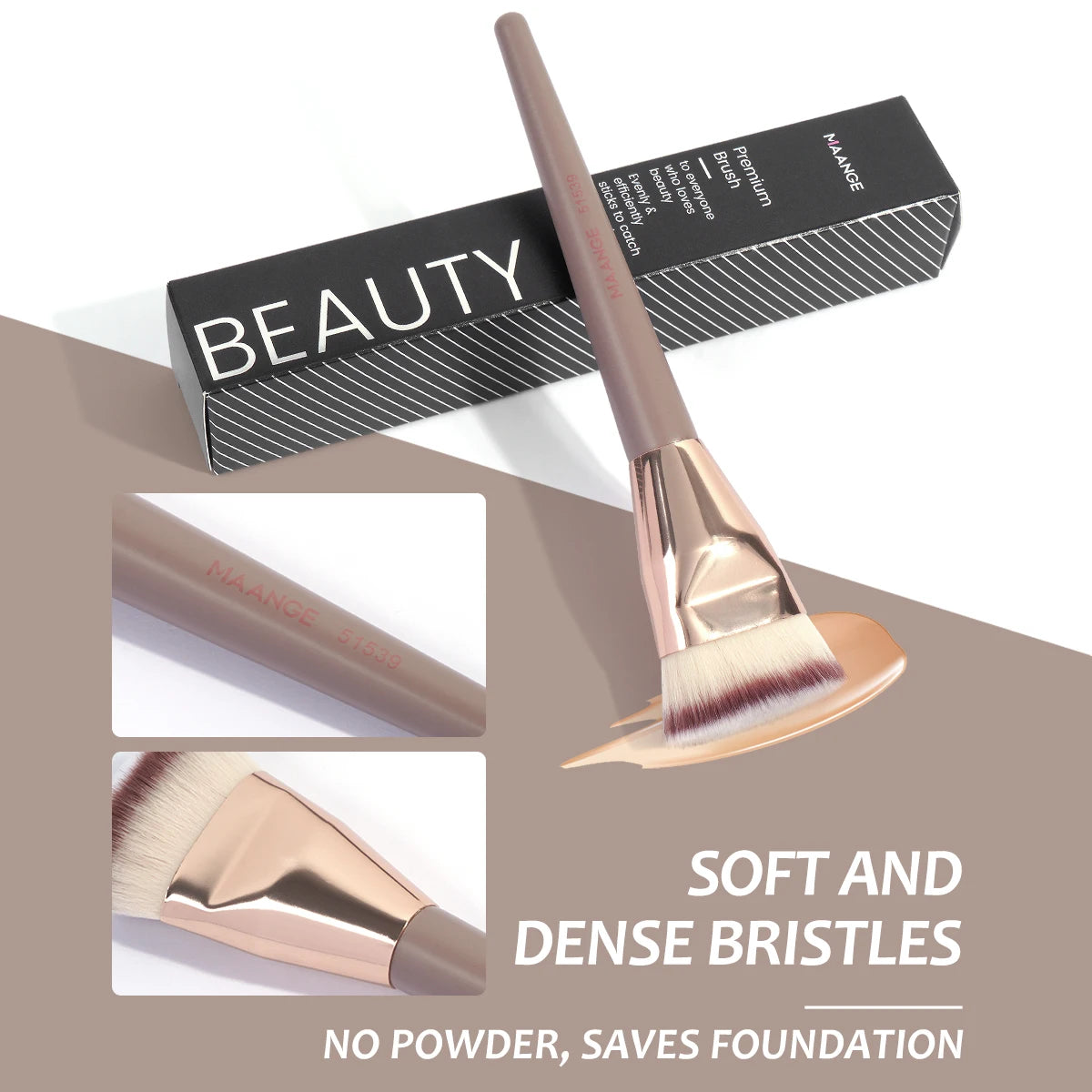 Pinceau Kabuki Plat MAANGE – Brosse Fond de Teint Liquide & Crème, Fibres Ultra-Douces, Application Parfaite