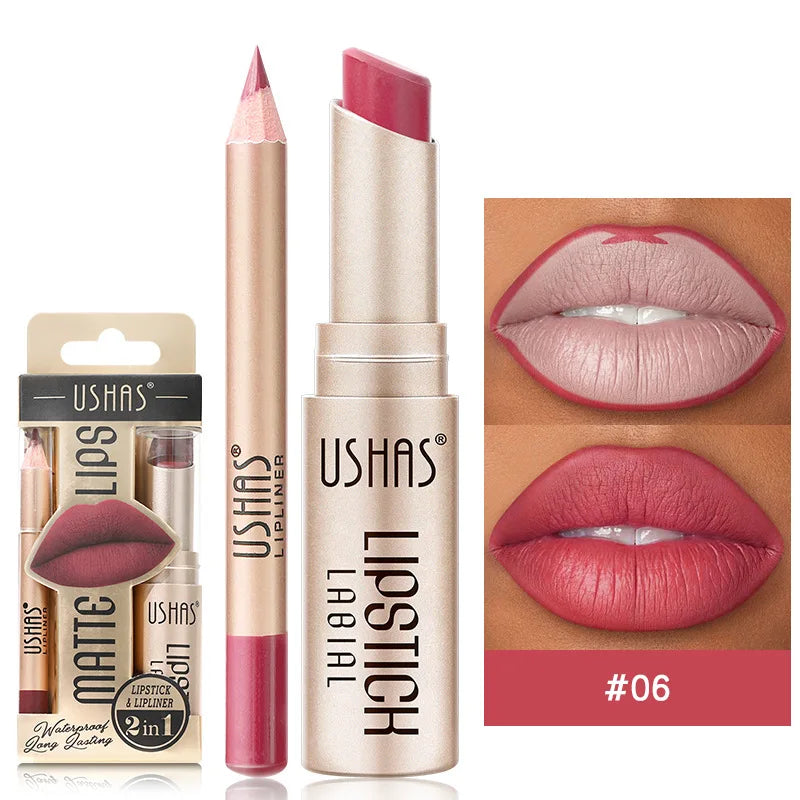Rouge à Lèvres Mat Longue Tenue – Set de 12 Couleurs Ushas | Pigmentation Intense & Application Facile