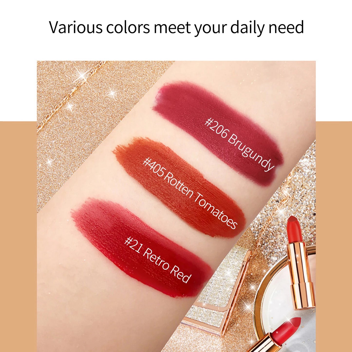💄 Coffret 3 Rouges à Lèvres Mat + Pochette Élégante – Longue Tenue & Waterproof