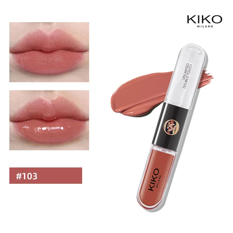 KIKO – Rouge à Lèvres Double Embout avec Miroir | Brillant & Hydratant, Longue Tenue