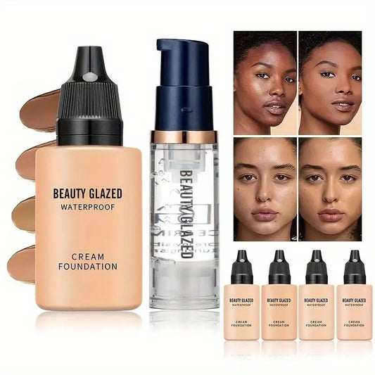 Duo Maquillage Fond de Teint & Primer – Waterproof, Mat, Longue Tenue, Set 2 Pièces Voyage