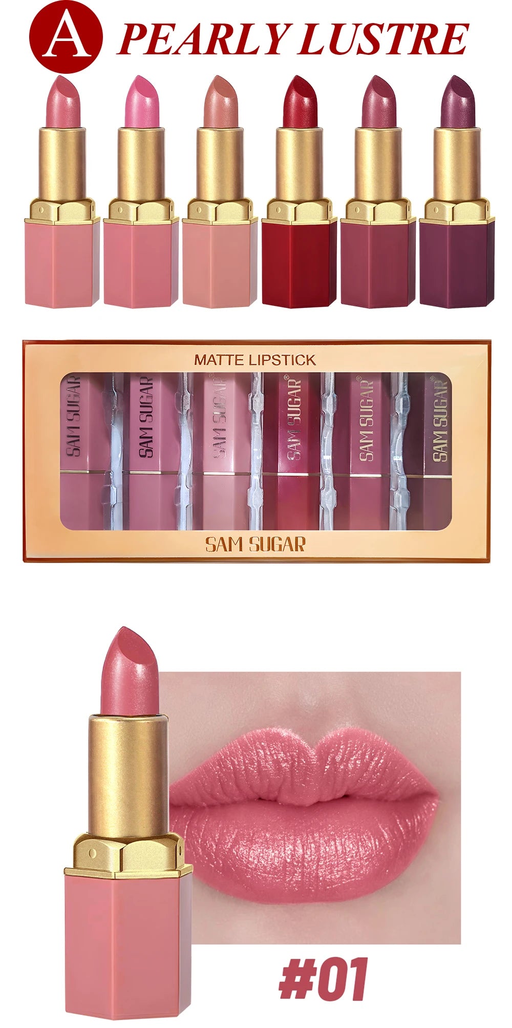 Coffret 6 Rouges à Lèvres Mat Velours – Longue Tenue & Couleurs Intenses