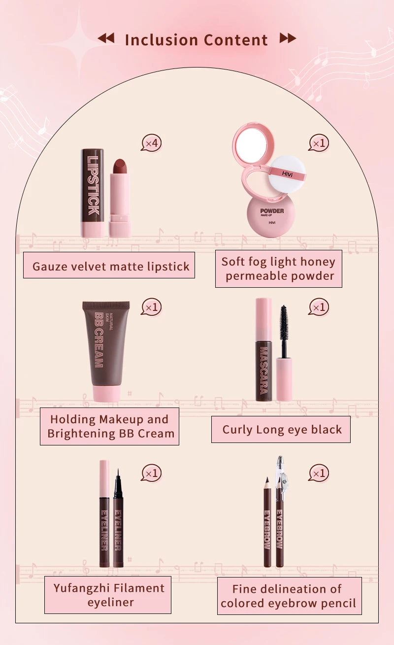Coffret Maquillage Complet HiVi – Kit Beauté avec Poudre, BB Cream, Rouges à Lèvres, Mascara, Eyeliner & Accessoires