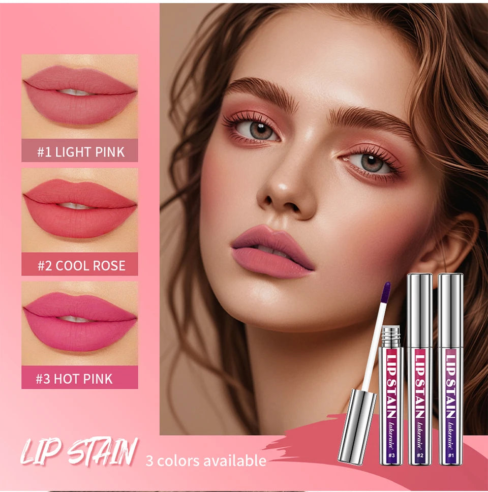 Rouge à lèvres liquide mat – encre longue durée, waterproof, anti-transfert, 3 couleurs