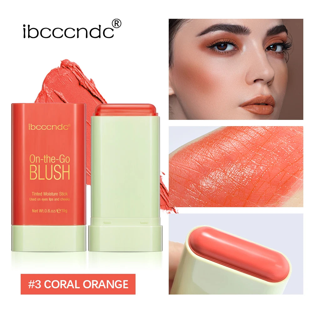 Blush Stick 3 Couleurs – Fard à Joues Crème Longue Tenue Multifonction (Lèvres, Joues & Paupières)
