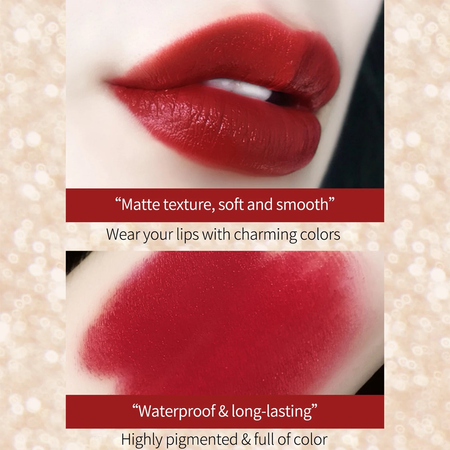 💄 Coffret 3 Rouges à Lèvres Mat + Pochette Élégante – Longue Tenue & Waterproof