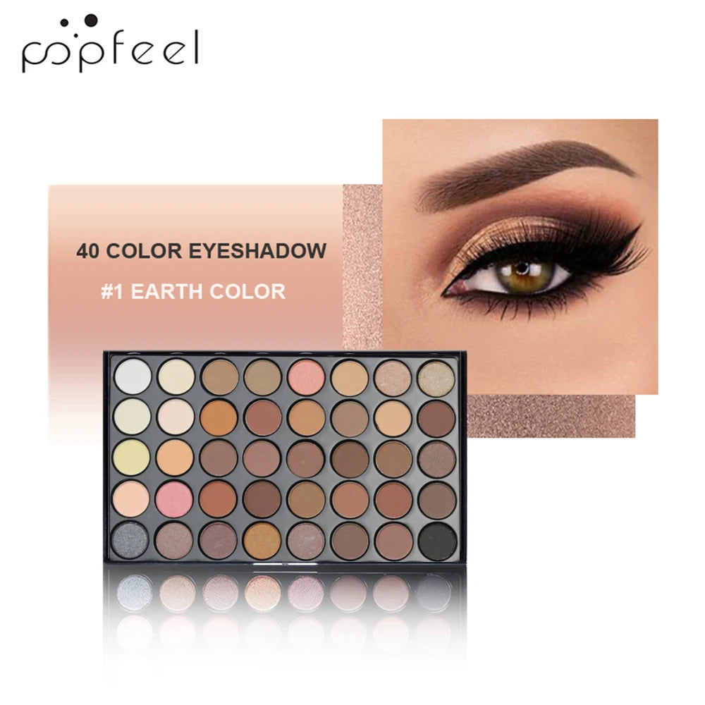 Palette Fards à Paupières 40 Couleurs POPFEEL – Longue Tenue & Haute Pigmentation