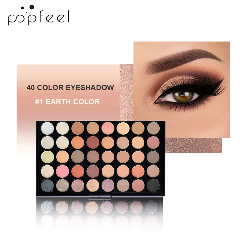 Palette Fards à Paupières 40 Couleurs POPFEEL – Longue Tenue & Haute Pigmentation