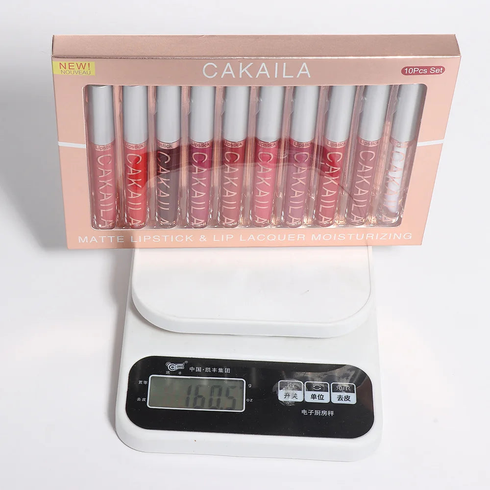 Set de 10 Rouges à Lèvres Liquides Mat & Brillant – Waterproof, Longue Tenue & Hydratants